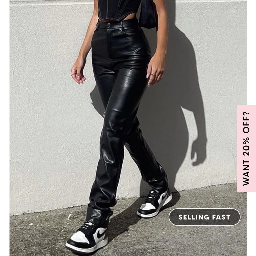 White Fox Boutique leather You've Got It Pants Black
